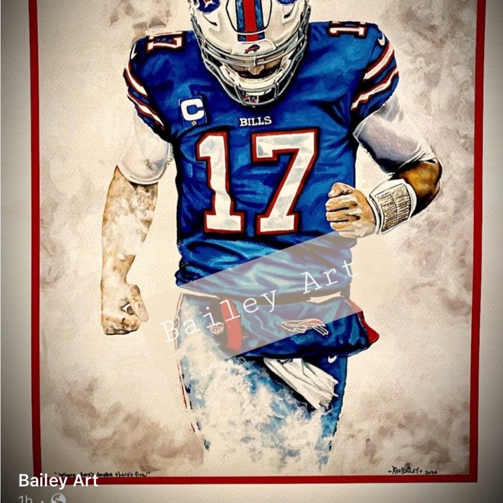 This is a very limited edition lithography of the great Josh Allen ! 117 printed